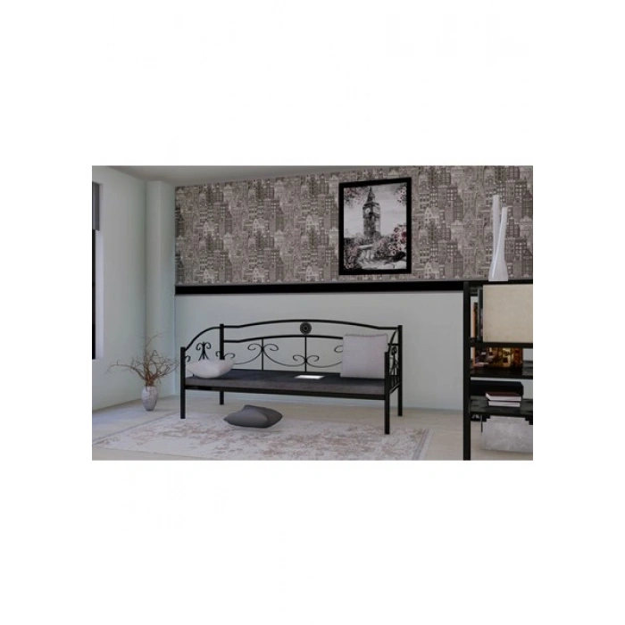 Metalia Delux Ferforje Sofa Sedir Siyah (Minderli)