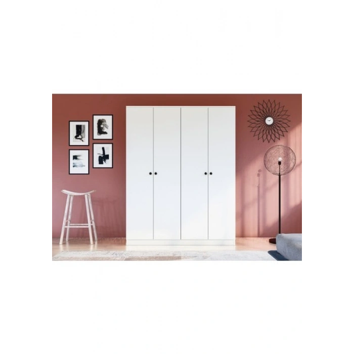 Metalia Gm 052 4 Kapılı Düğme Kulplu Gardrop