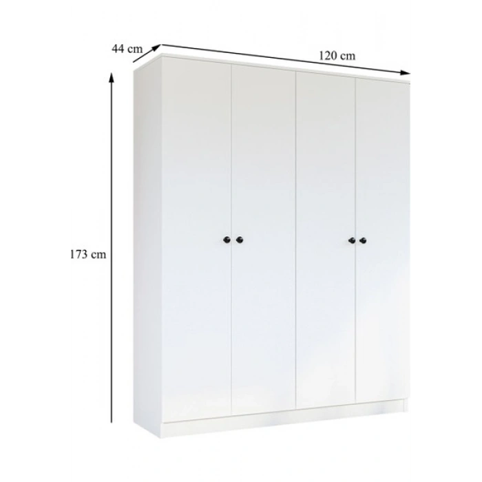 Metalia Gm 052 4 Kapılı Düğme Kulplu Gardrop