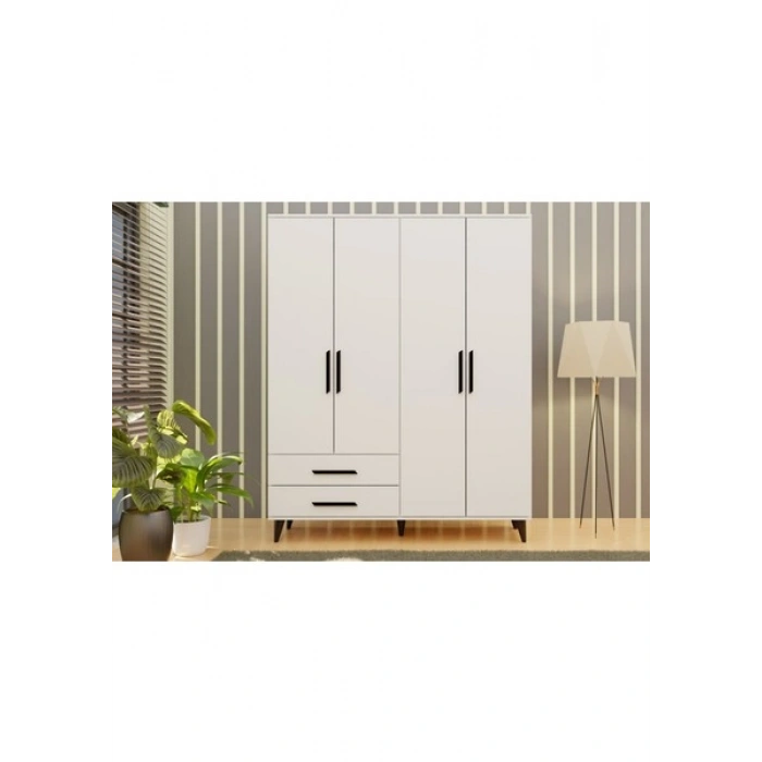 Metalia Gm 070-A Novado Siyah Kulplu Ayaklı Gardırop