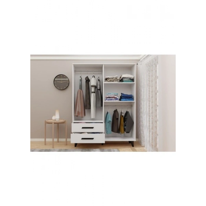 Metalia Gm 070-B Novado Siyah Kulplu Ayaklı Aynalı Gardırop