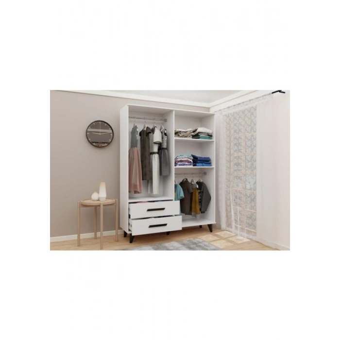 Metalia Gm 070-B Novado Siyah Kulplu Ayaklı Aynalı Gardırop