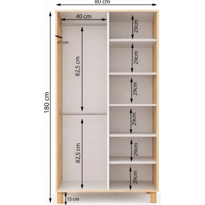 Metalia Gm 1002 2 Kapaklı Ayaklı Bohem Gardırop