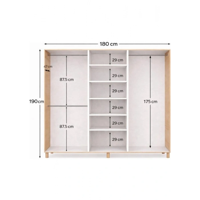 Metalia Gm 1006 6 Kapaklı Ayaklı Bohem Gardırop