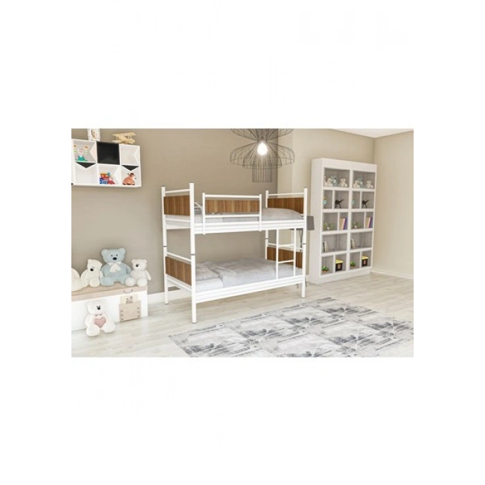 Metalia Gm 128 Star Ahşap Metal Ranza Beyaz-Ceviz