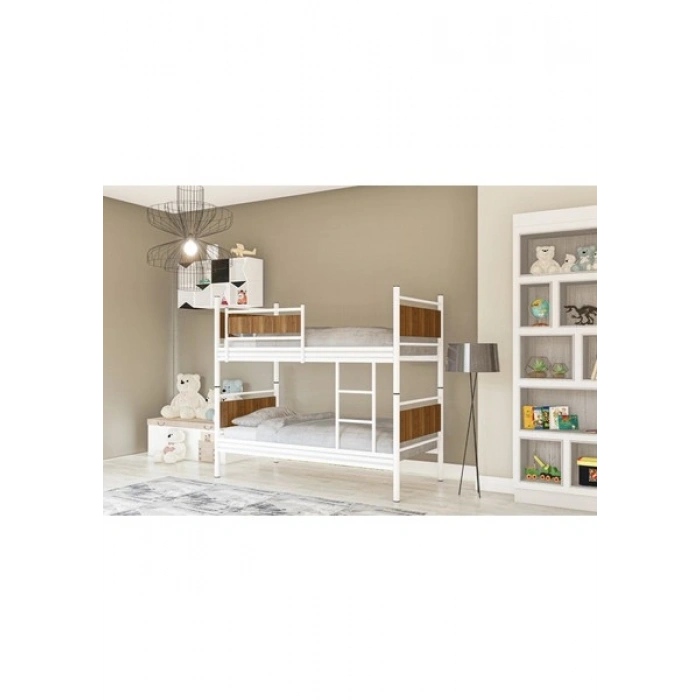 Metalia Gm 128 Star Ahşap Metal Ranza Beyaz-Ceviz