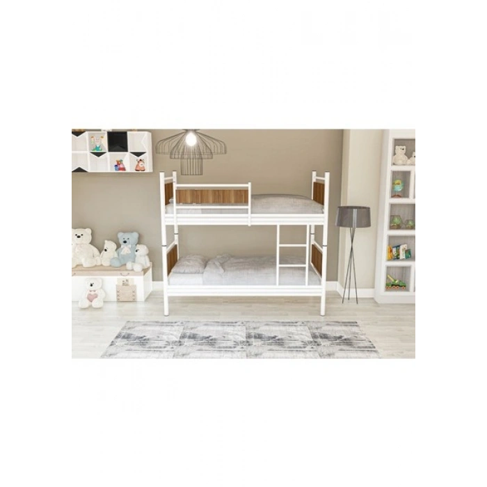 Metalia Gm 128 Star Ahşap Metal Ranza Beyaz-Ceviz