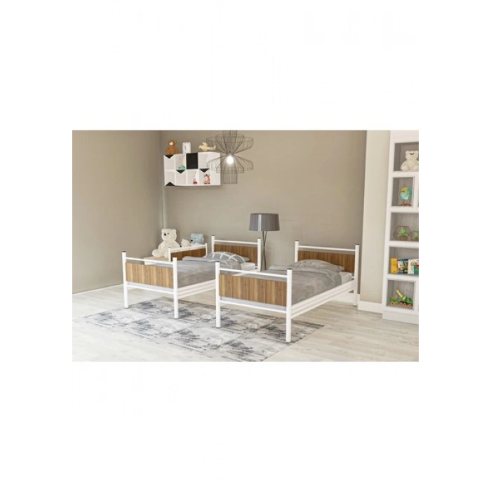 Metalia Gm 128 Star Ahşap Metal Ranza Beyaz-Ceviz