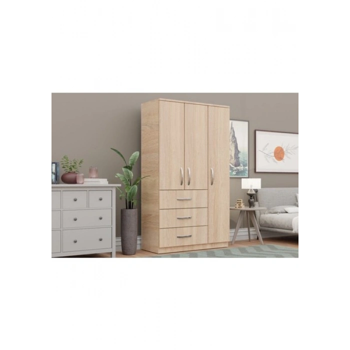 Metalia Gm 302-S Ece Lüx 3 Kapı 3 Çekmeceli Sonomo Gardırop