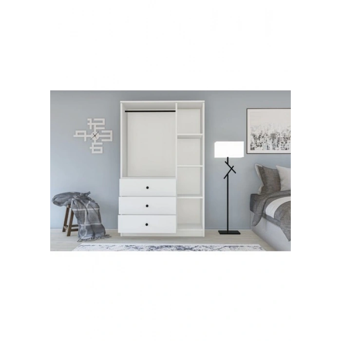Metalia Gm 308 Ece Lüx 3 Kapı 3 Çekmeceli Düğme Kulplu Gardırop