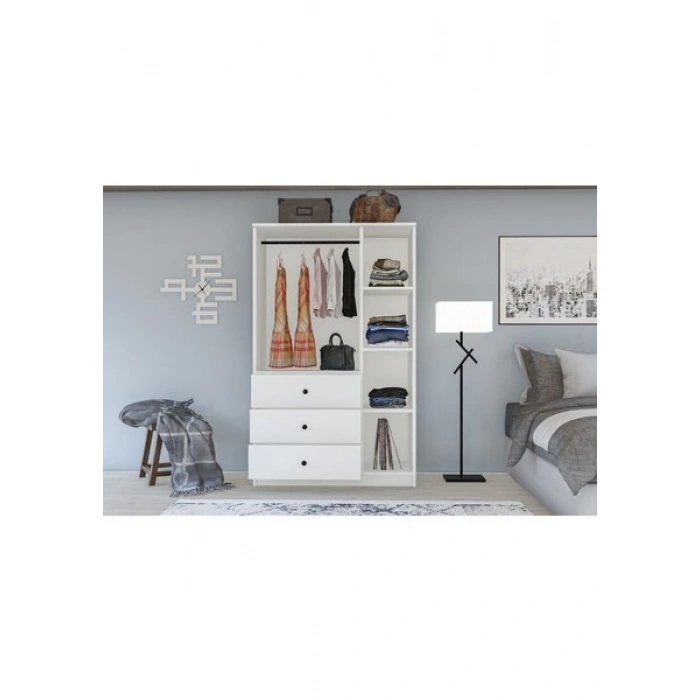 Metalia Gm 308 Ece Lüx 3 Kapı 3 Çekmeceli Düğme Kulplu Gardırop