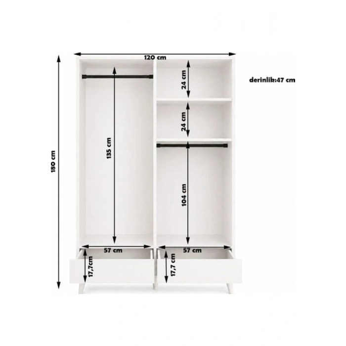 Metalia Gm 812 4 Kapılı 2 Çekmeceli Gardrop