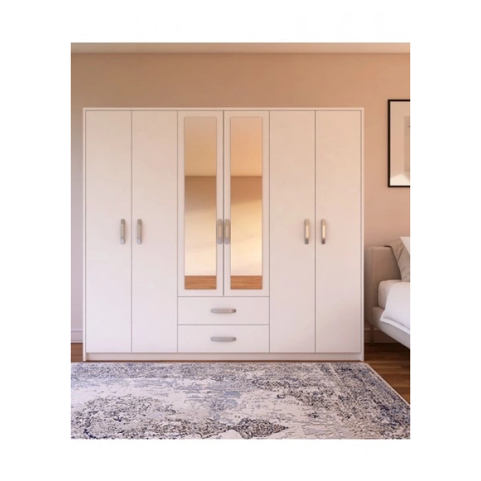 Metalia Gm315 Cesar 6 Kapı 2 Çekmeceli Aynalı Gardırop
