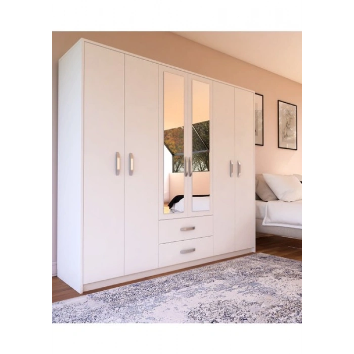 Metalia Gm315 Cesar 6 Kapı 2 Çekmeceli Aynalı Gardırop