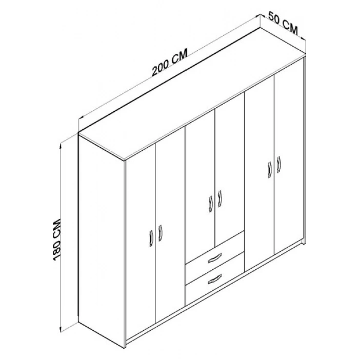Metalia Gm315 Cesar 6 Kapı 2 Çekmeceli Aynalı Gardırop