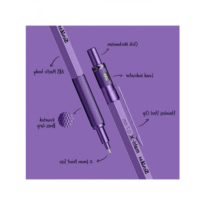 Metalik Mor Şeffaf Ambalajda 0.7 mm Versatil Kalem Seti