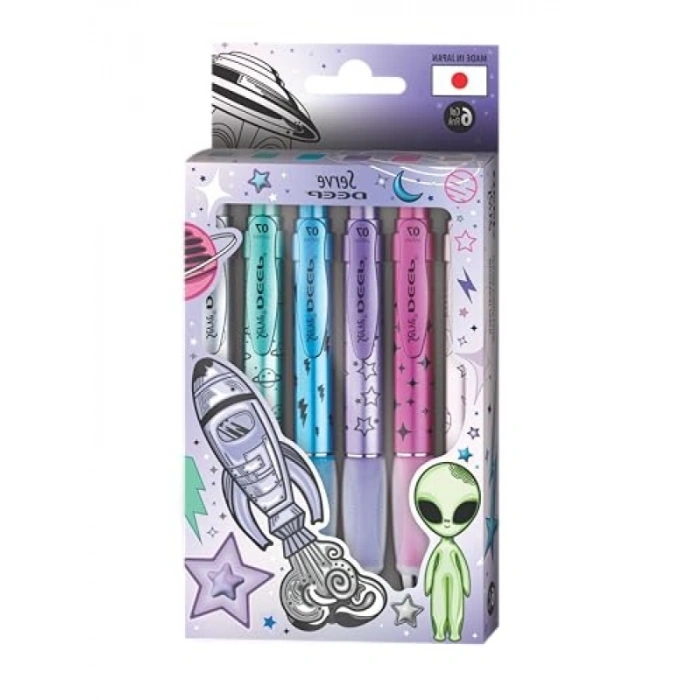 Metalik Uzay Temalı Kalem Seti - 6lı Kutu