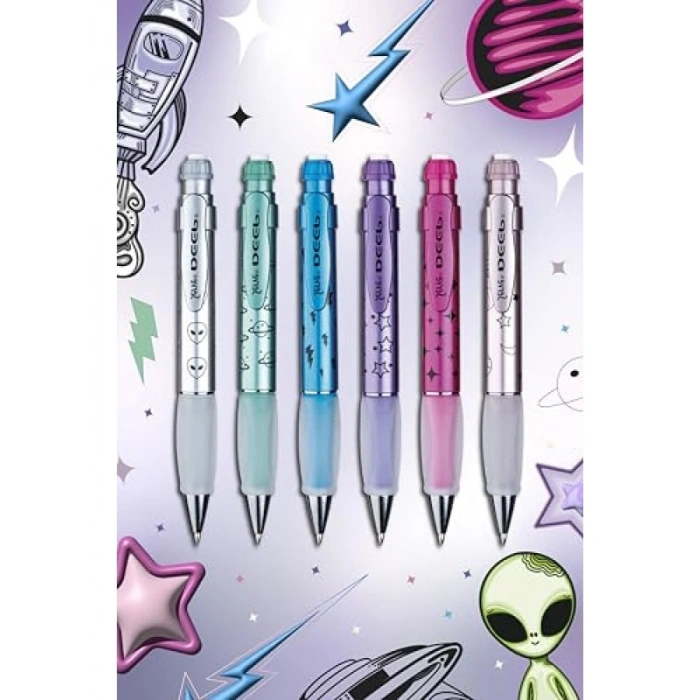 Metalik Uzay Temalı Kalem Seti - 6lı Kutu