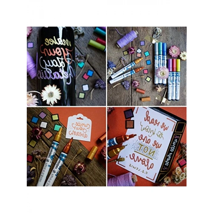 Metallic Marker 4lü Set – Gümüş, Altın, Bakır, Mor