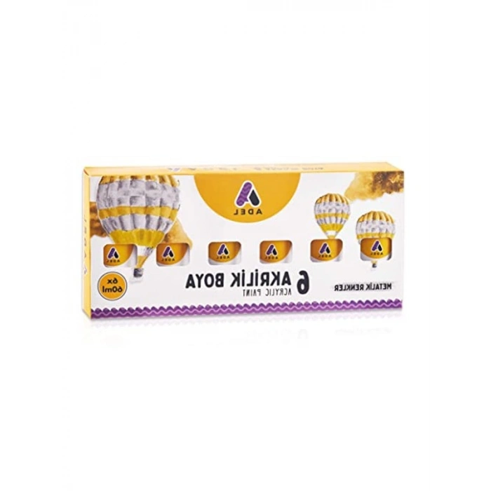 Metallic Renklerde Akrilik Boya, 60 ml x 6 Set