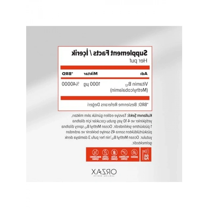 Metilkobalamin İçeren 1000 mcg Dilaltı Sprey 10 mL