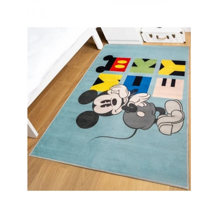 Mickey Mouse Baskılı Polyester Halı, Çok Renkli, 80x120 cm