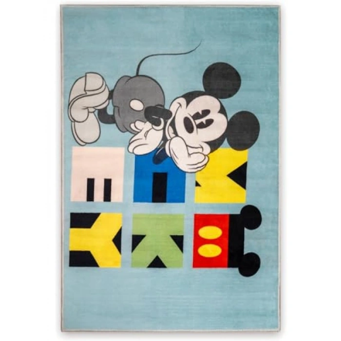 Mickey Mouse Baskılı Polyester Halı, Çok Renkli, 80x120 cm