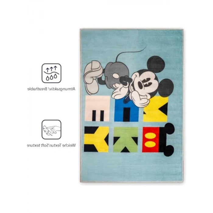 Mickey Mouse Baskılı Polyester Halı, Çok Renkli, 80x120 cm