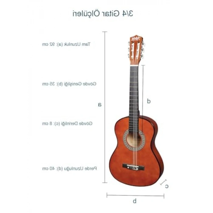 Midex CG-36BRW-PAK Kaliteli 36 İnç 3/4 Juniur Çocuk Gitarı 8-12 Yaş Arası (Tuner Çanta Capo Askı Nota Sticker Pena Metod)