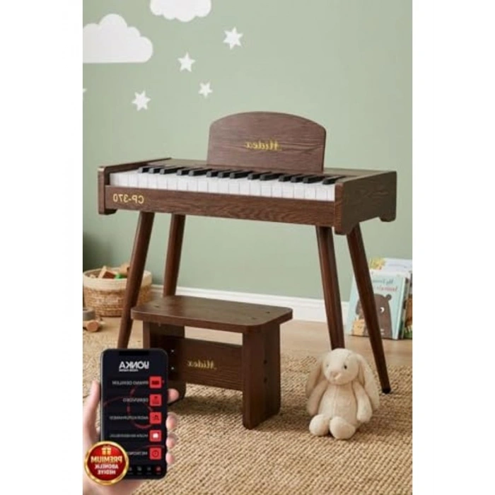 Midex CP-370C Ahşap Çocuk Piyanosu Pilli 37 Tuşlu Gerçek Piyano Tuşları