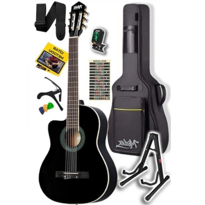 Midex MGX-100BK-ST Üst Seviye Klasik Gitar 4/4 Sap Ayarlı (Çanta Stand Tuner Capo Askı Metod Pena)