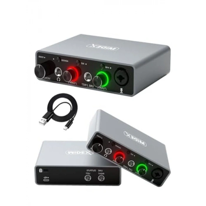 Midex Midi Paket-2 Stüdyo Ekipmanları Seti Ses Kartı Midi Klavye Mikrofon Kulaklık