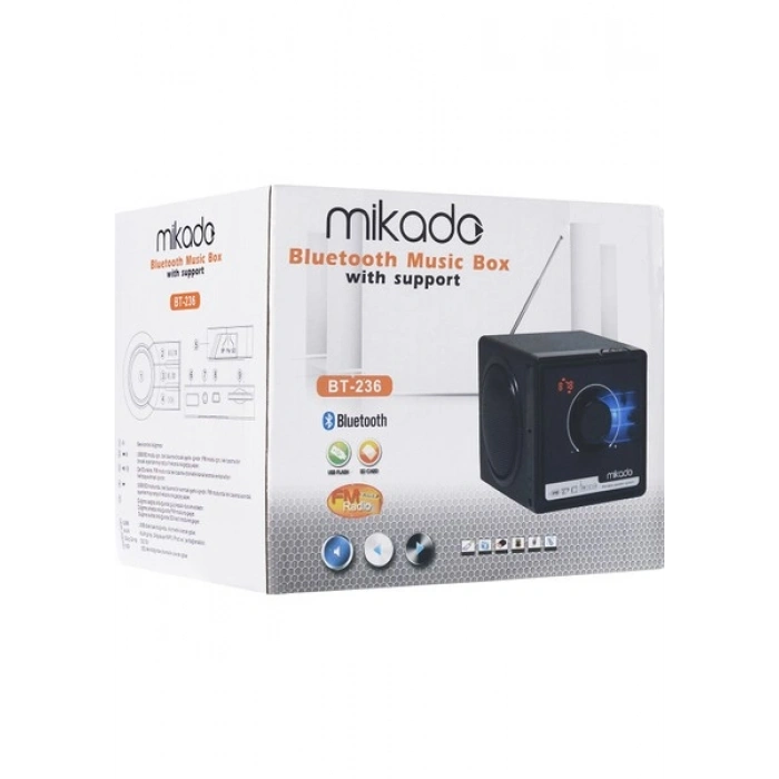 Mikado Bt-236 3W+3W Siyah Sd+Mmc+Fm Destekli Bluetooth Müzik Kutusu