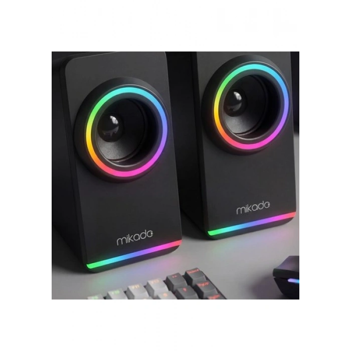 Mikado MD-182 2.0 3W*2 Siyah Rgb Aydınlatmalı USB + 3.5mm USB 5V Speaker Hoparlör