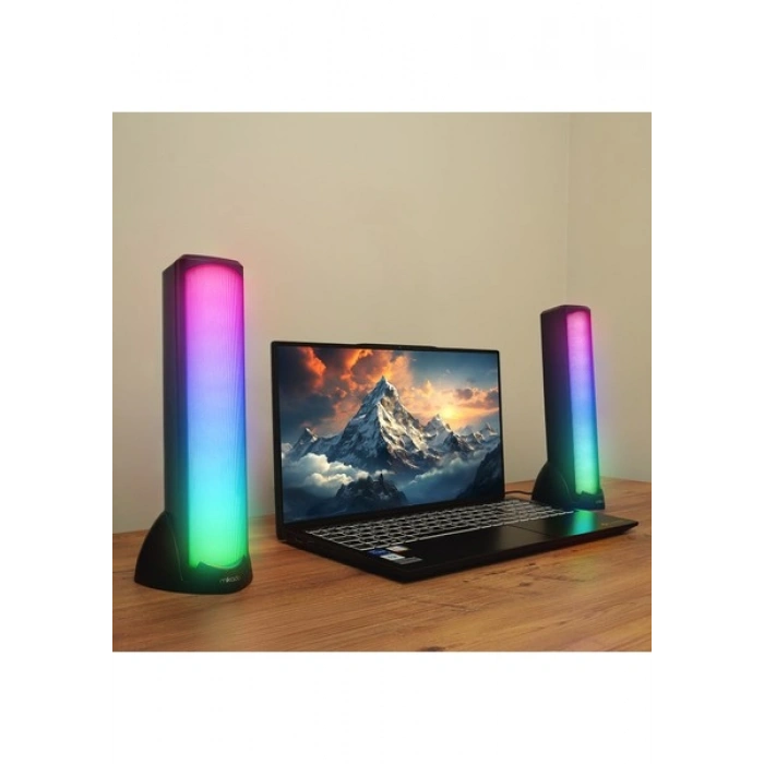 Mikado MD-183 2.0 3W*2 Bluetooth Siyah Rgb Aydınlatmalı USB + 3.5mm USB 5V Speaker Hoparlör