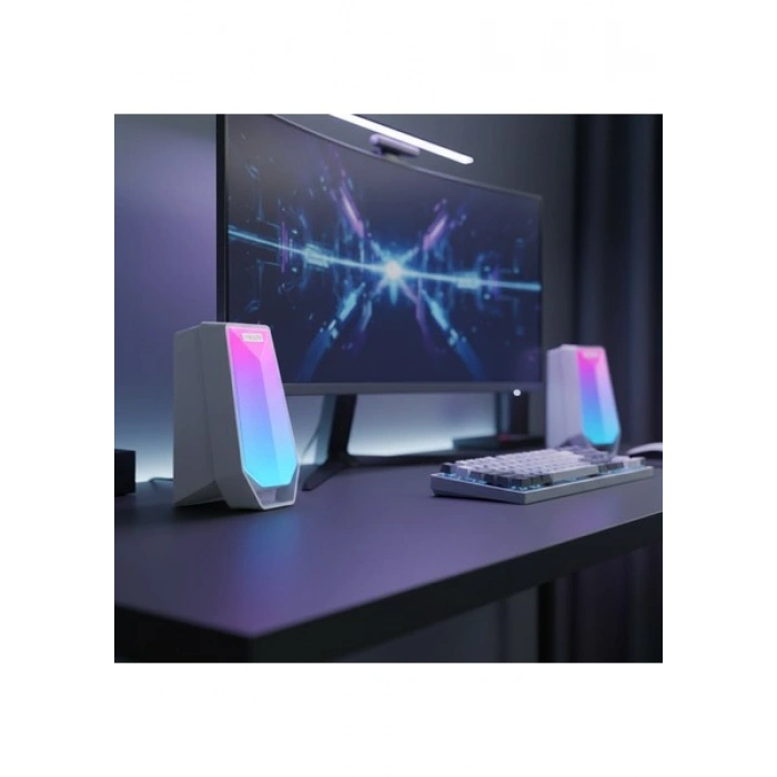 Mikado MD-188 2.0 5W*2 Bluetooth Beyaz RGB Aydınlatmalı + USB Kablo USB 5V Speaker Hoparlör