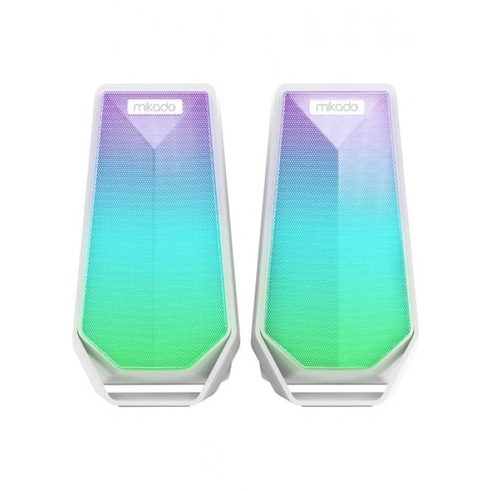 Mikado MD-188 2.0 5W*2 Bluetooth Beyaz RGB Aydınlatmalı + USB Kablo USB 5V Speaker Hoparlör