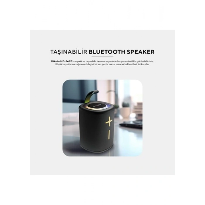 Mikado MD-26BT Nexus Siyah 6W 1200MAH Usb-Tf-Tws-Ipx6 Bluetooth Hoparlör