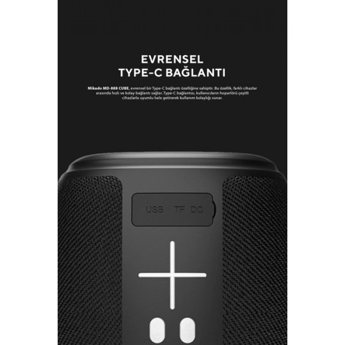 Mikado MD-888 Cube Siyah 5W 1200MAH Bt/tf/usb/led Işıklı Hoparlör Hoparlör