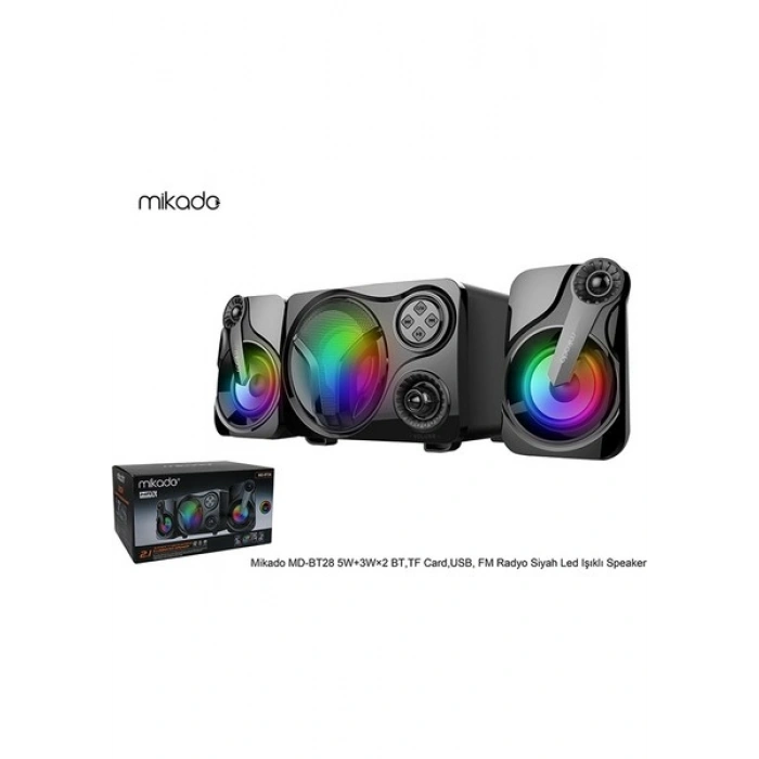 Mikado MD-BT28 5W+3W×2 Siyah LED Işıklı Speaker