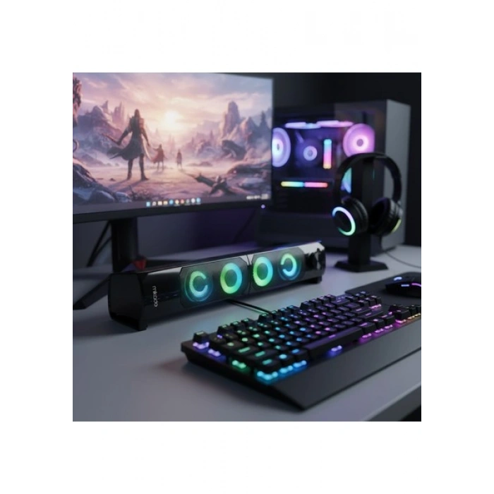Mikado MD-S102 2.0 3Wx2CH RGB Ledli Siyah USB Soundbar Speaker Hoparlör