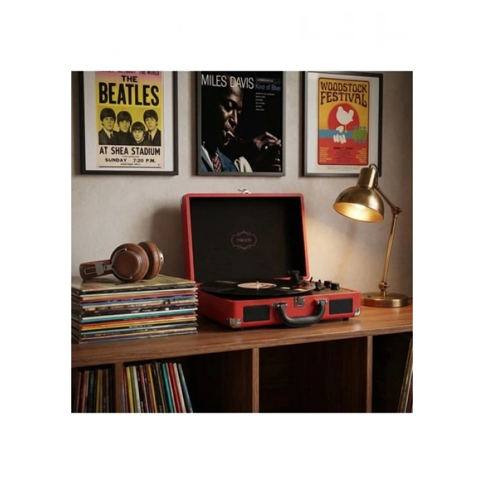 Mikado Nostalgia MN-P317 Kırmızı Turntable + Rca + Bluetooth Destekli Pikap