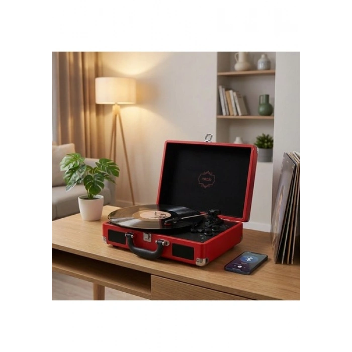 Mikado Nostalgia MN-P317 Kırmızı Turntable + Rca + Bluetooth Destekli Pikap