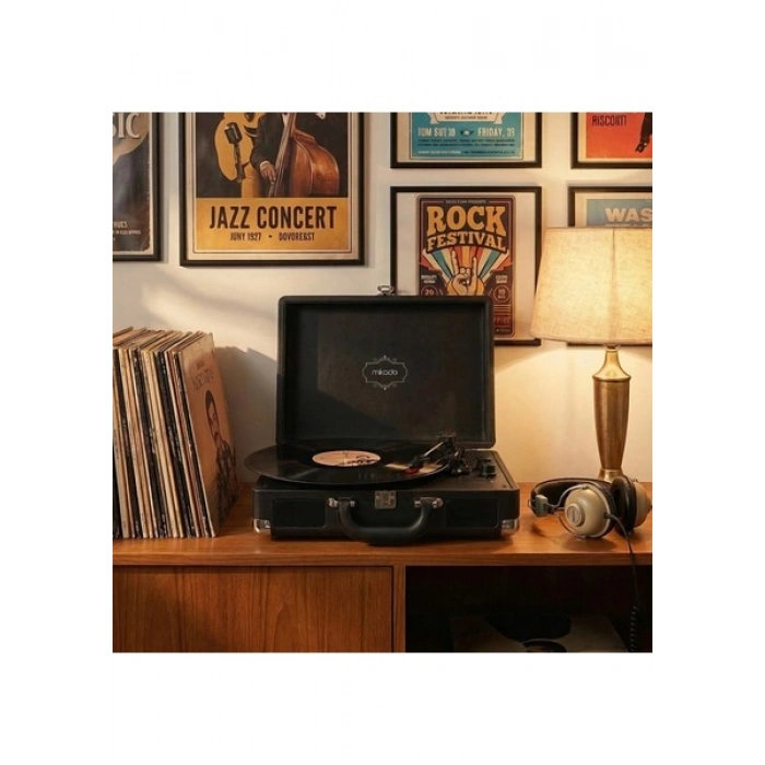 Mikado Nostalgia MN-P317 Siyah Turntable+Rca+Bluetooth Destekli Pikap