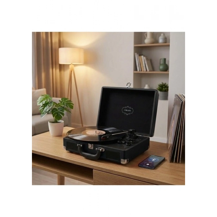 Mikado Nostalgia MN-P317 Siyah Turntable+Rca+Bluetooth Destekli Pikap