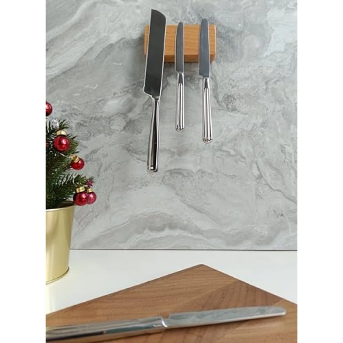 Mıknatıslı Duvara Monte Ahşap Bıçak Bloğu - 3 Bıçak Kapasiteli