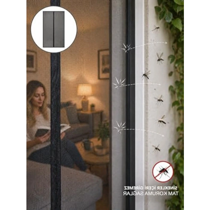 Mıknatıslı sineklik, 60x210 cm boyutunda kapı ve pencere kullanımı için