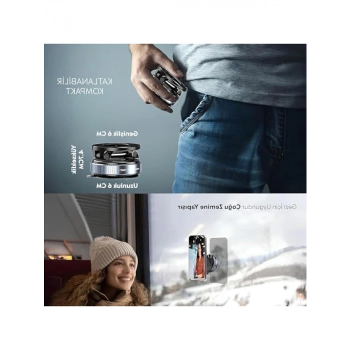 Mıknatıslı Vakumlu Telefon Tutucu - 360° Döner Tasarım