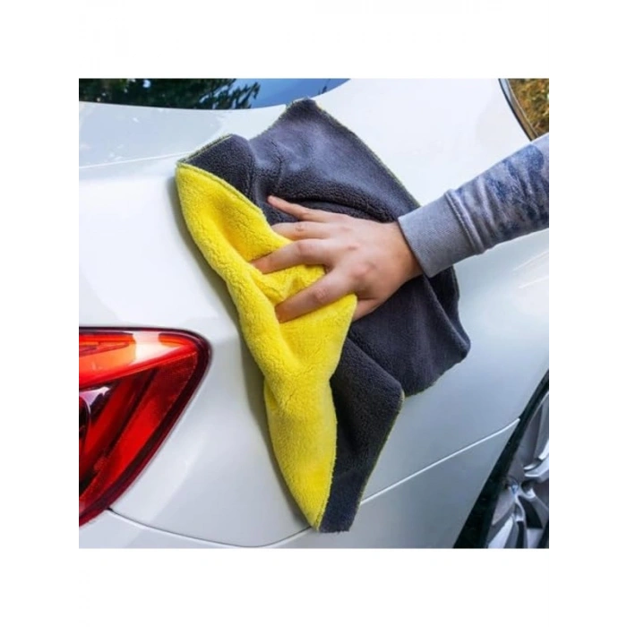 Mikrofiber Araç Temizleme Bezi, 50X70 Boyutunda, Sarı/Gri/Siyah