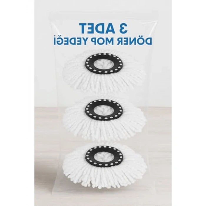 Mikrofiber Döner Mop Yedeği, 3lü Set ile Temizlikte Kolaylık